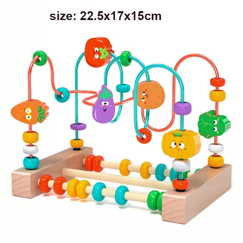 Wooden Bead Maze Roller Coaster Toy for Toddlers