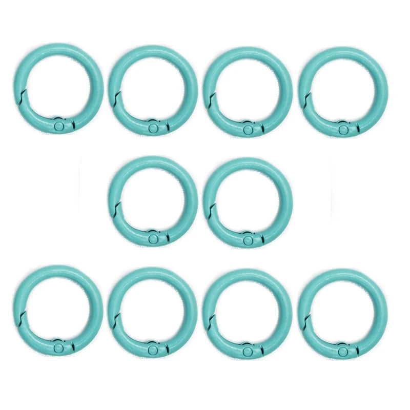 A set of six colorful alloy snap hook keychain clips in 24mm size.