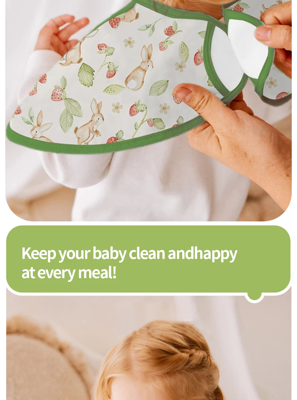 Waterproof Adjustable Baby Bib with Catch Pocket