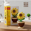 A set of 88 sunflower building block flowers in yellow and green pots for home decor