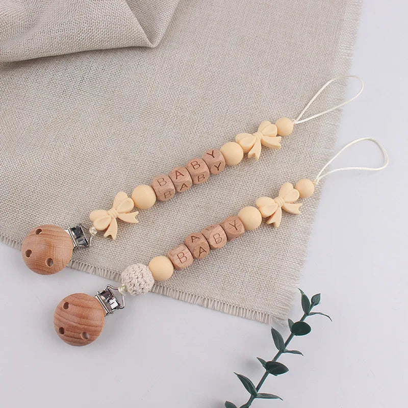 Personalized Baby Pacifier Clip with Silicone Beads