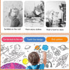 Kids DIY Drawing Scroll featuring various elements like airplanes, planets, and stars for coloring