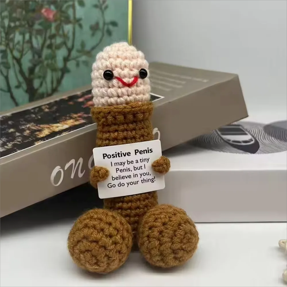 Handmade Crochet Emotional Support Poo Doll with Card