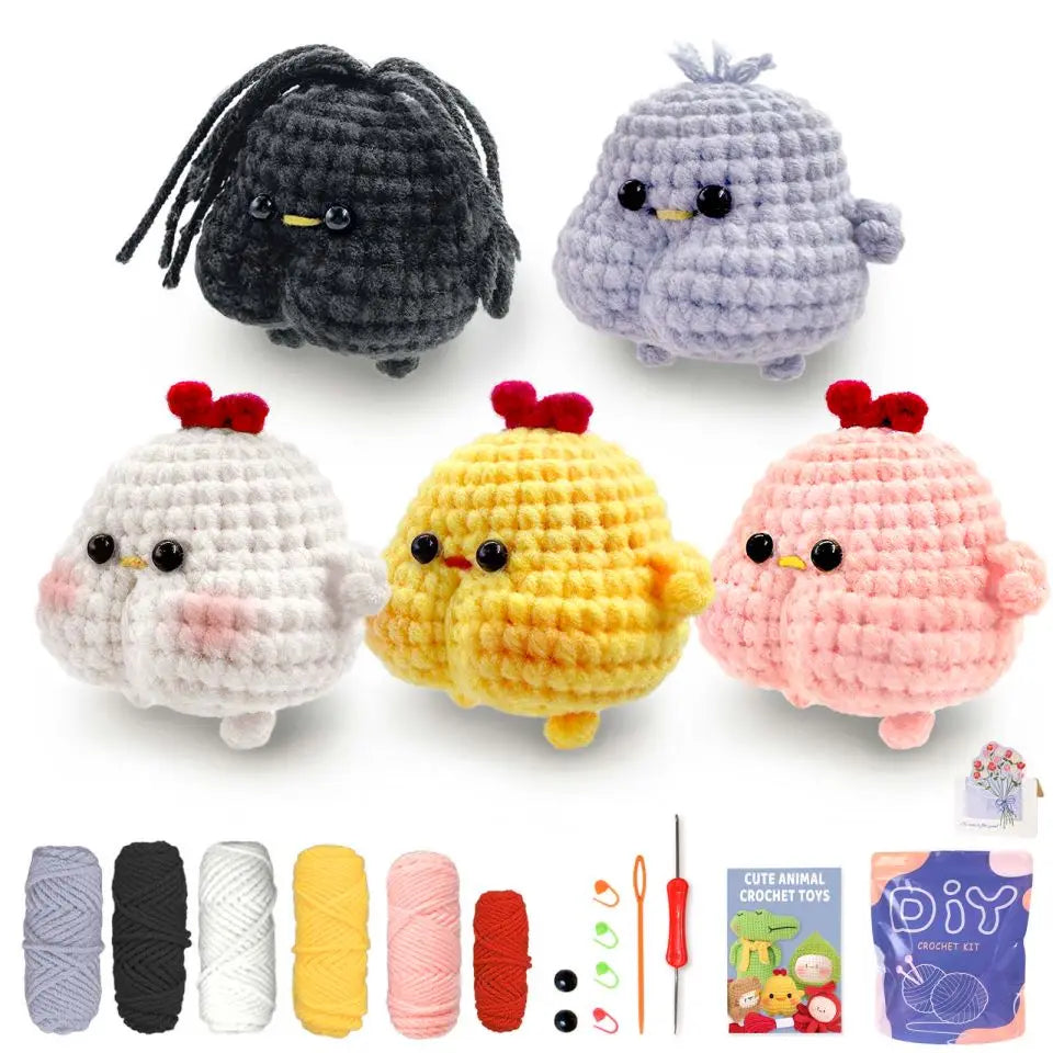 Beginner Crochet Kit – 4 Adorable Animal Projects (Whale, Chick, Penguin, Bee)