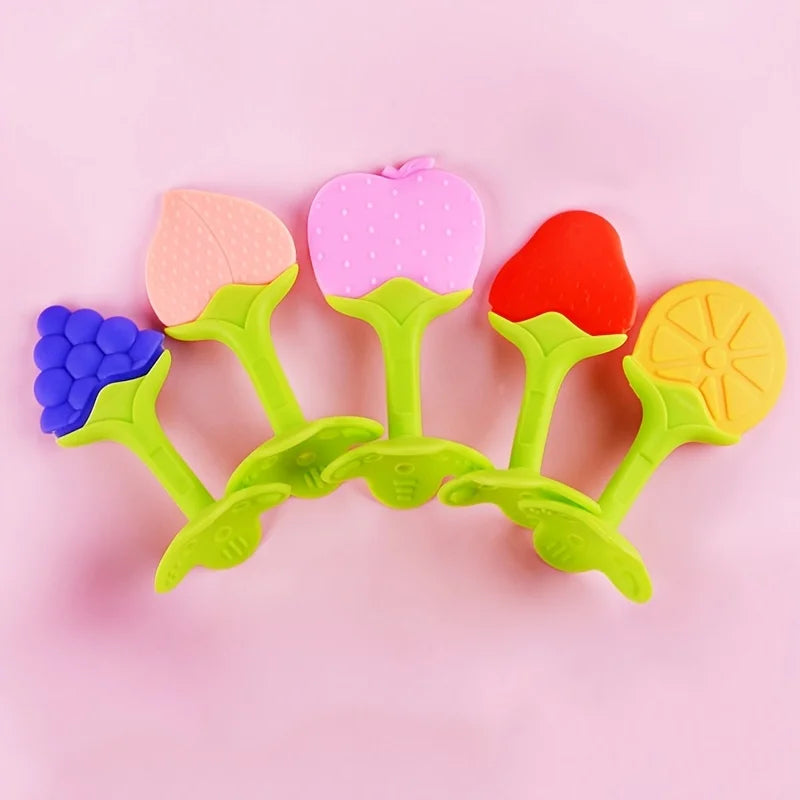 Strawberry-Shaped Silicone Baby Teether for Soothing Gums