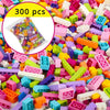 A pile of colorful plastic building blocks in various shapes and colors for creative play