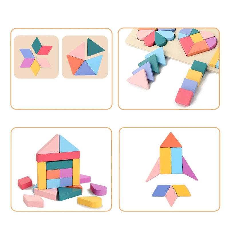 Wooden Rainbow Shape Sorting Puzzle for Kids