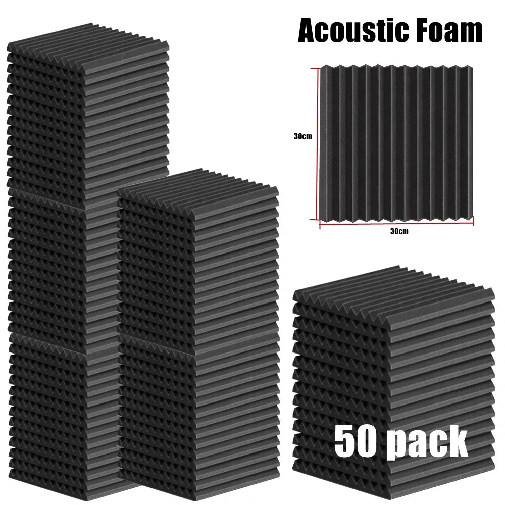 50-Pack Acoustic Foam Panels for Soundproofing and Studio Treatment