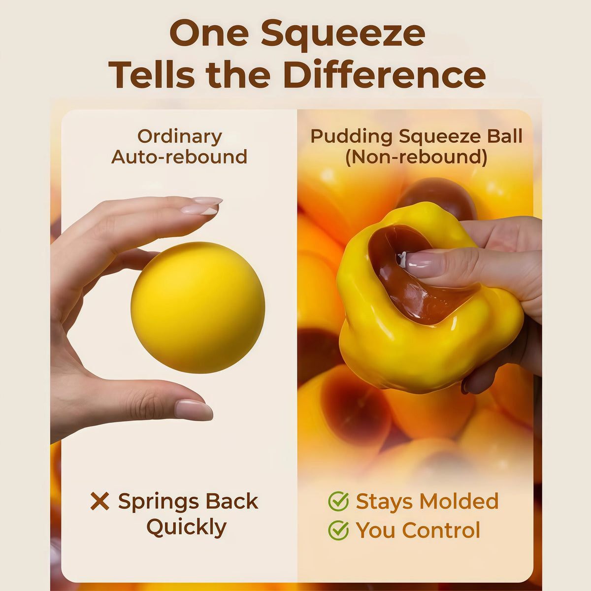 Caramel Pudding Stress Ball with Satisfying ASMR Squish