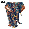 A detailed illustration of an elephant in a mosaic pattern, designed as a wooden puzzle.