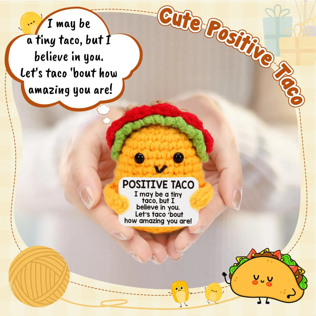 Handmade Crochet Taco Plush – Cute Emotional Support Gift