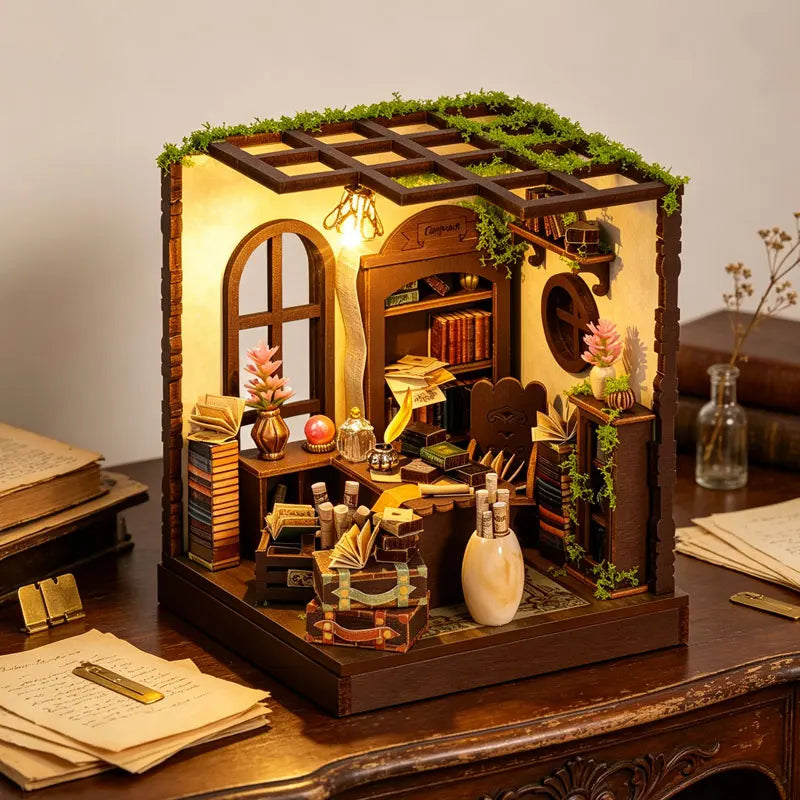 DIY Wooden Miniature House Kit with LED Lighting