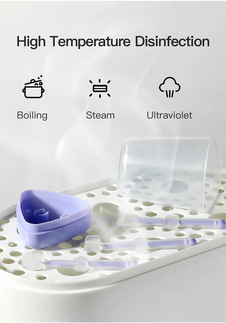Baby Silicone Toothbrush Set with Tongue Cleaner and Storage Box