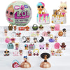 A LOL Surprise! Lil Sisters Series 2 blind ball with pink and green colors and accessories.