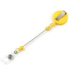 Yellow beadable badge reel with a silver retractable clip and clear plastic housing