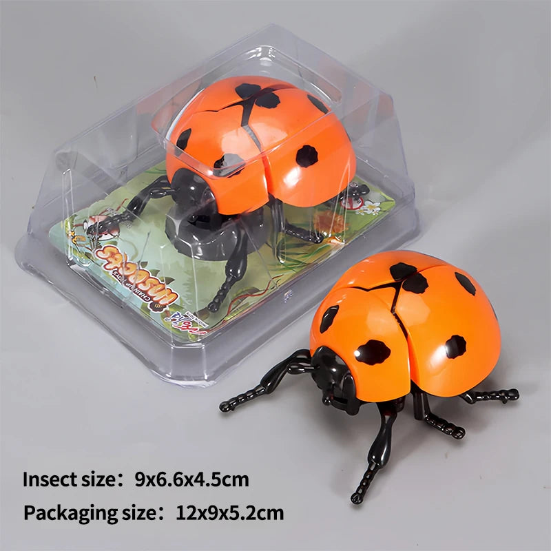 A set of wind-up insect toys featuring ladybug, bee, and beetle figures packaged in clear plastic.