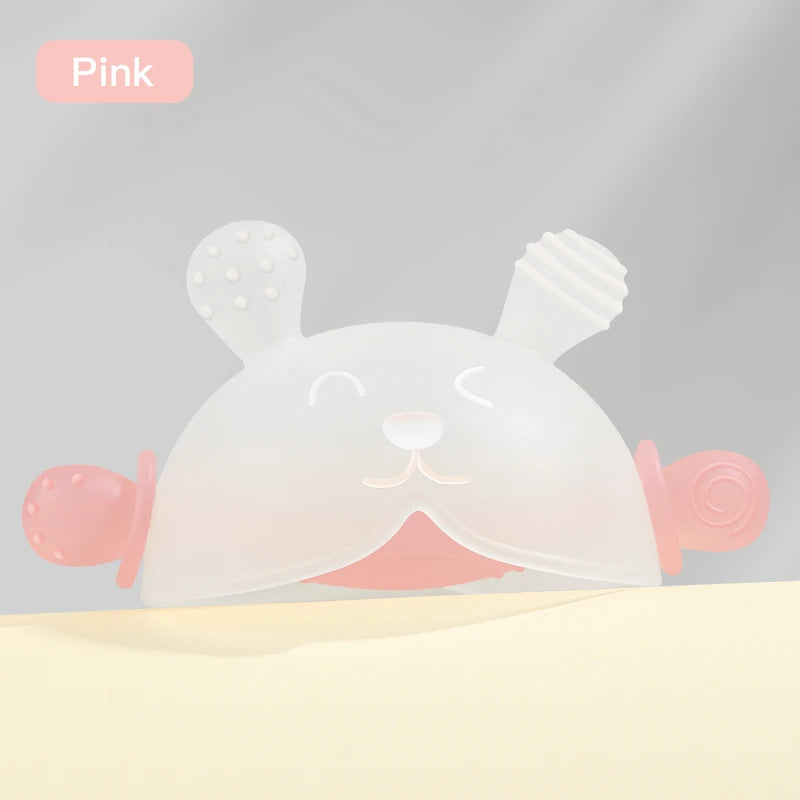 Bunny Silicone Teething Toy with Hidden Handle