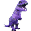 Purple inflatable T-Rex costume for adults standing upright