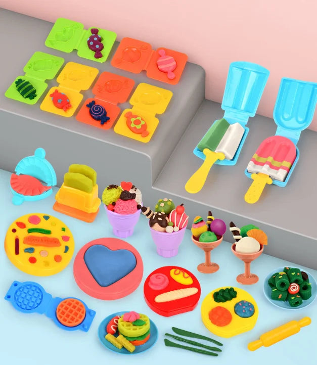 3-in-1 Clay Playset - Cake, Ice Cream & Noodle Maker for Kids