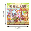 A coloring book cover titled Calm Days Cute & Easy Coloring Book featuring cute animal characters and illustrations.