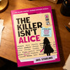 A pink puzzle book titled The Killer Isn't Alice featuring a silhouette of a woman and author Iris Starling