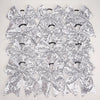 A pack of twelve silver glitter sequin pigtail bows for girls, featuring elastic hair ties.