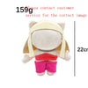 A plush doll resembling a person wearing a yellow headband and pink clothing.