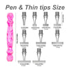 A display showing various sizes of pen tips for diamond art, ranging from 2 to 9 beads.