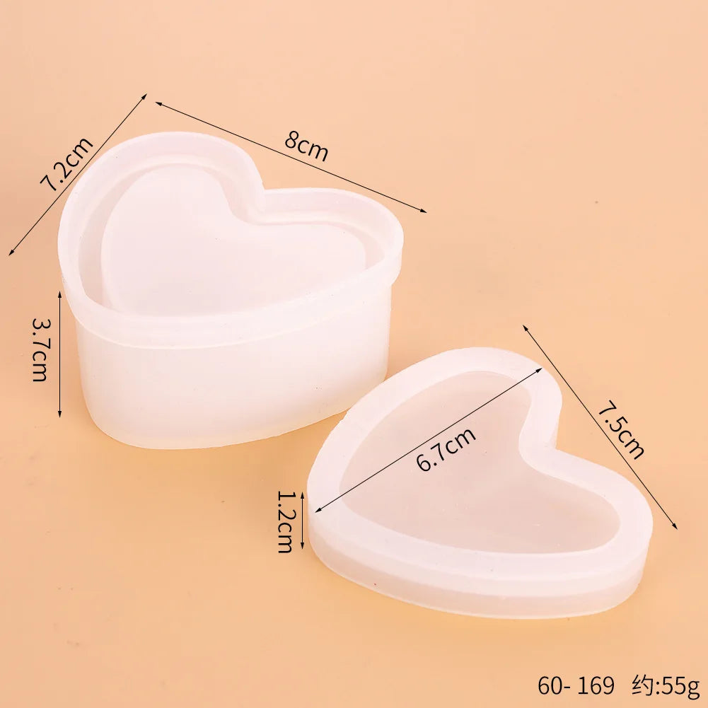3-Piece Silicone Resin Mold Set with Lids — Heart, Hexagon & Flower Shapes