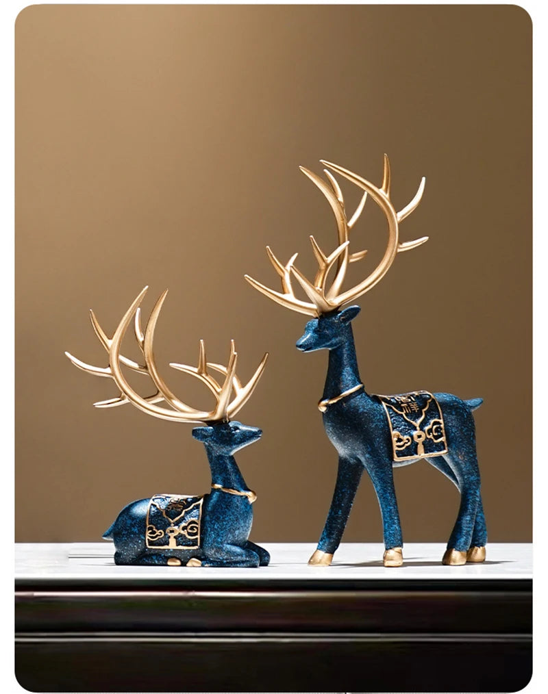 Set of 2 Resin Deer Figurines