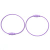 A pair of purple stainless steel wire keychain rings with screw locks.