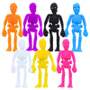 A set of ten Halloween skull and pumpkin fidget toys in various colors including orange, purple, black, blue, and yellow.