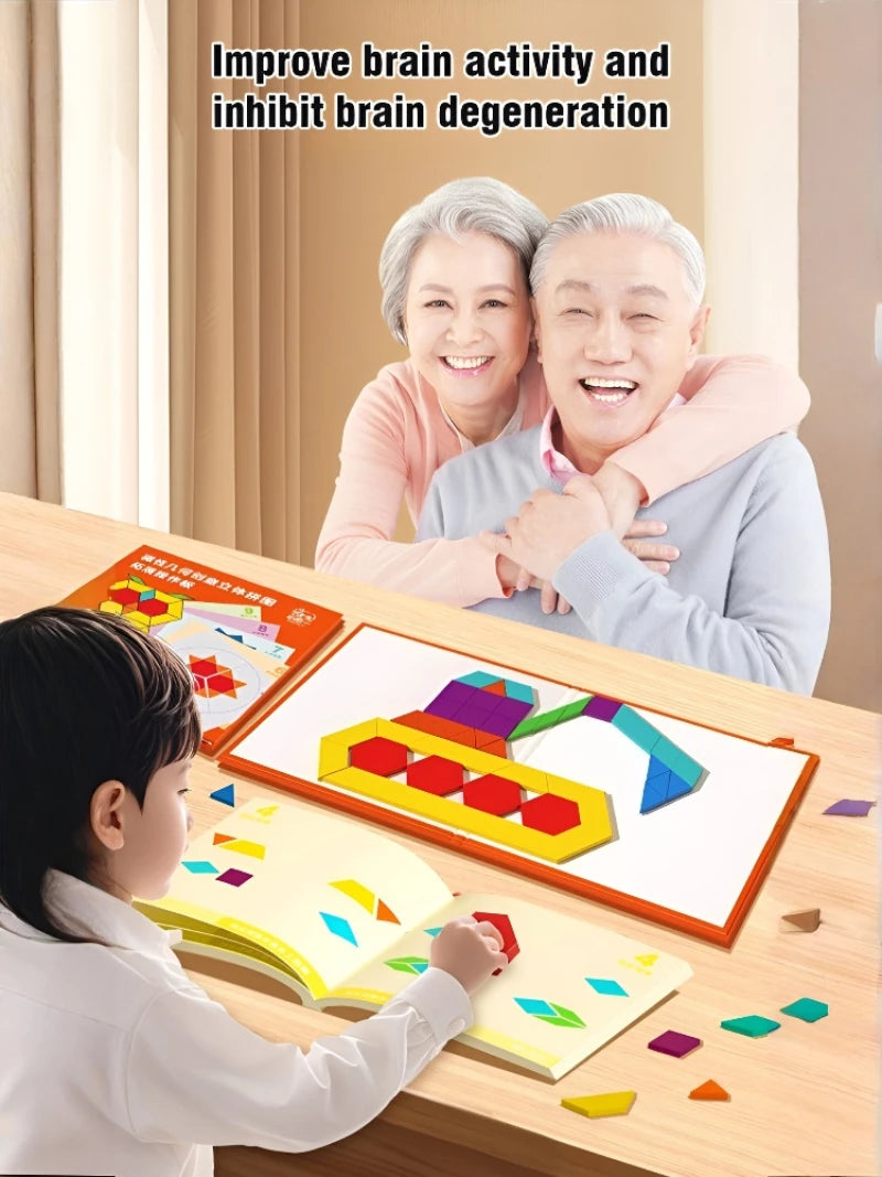 128-Piece Magnetic Tangram Puzzle Set for Kids