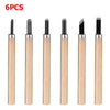 A set of six professional wood carving chisels with SK5 steel blades and wooden handles.