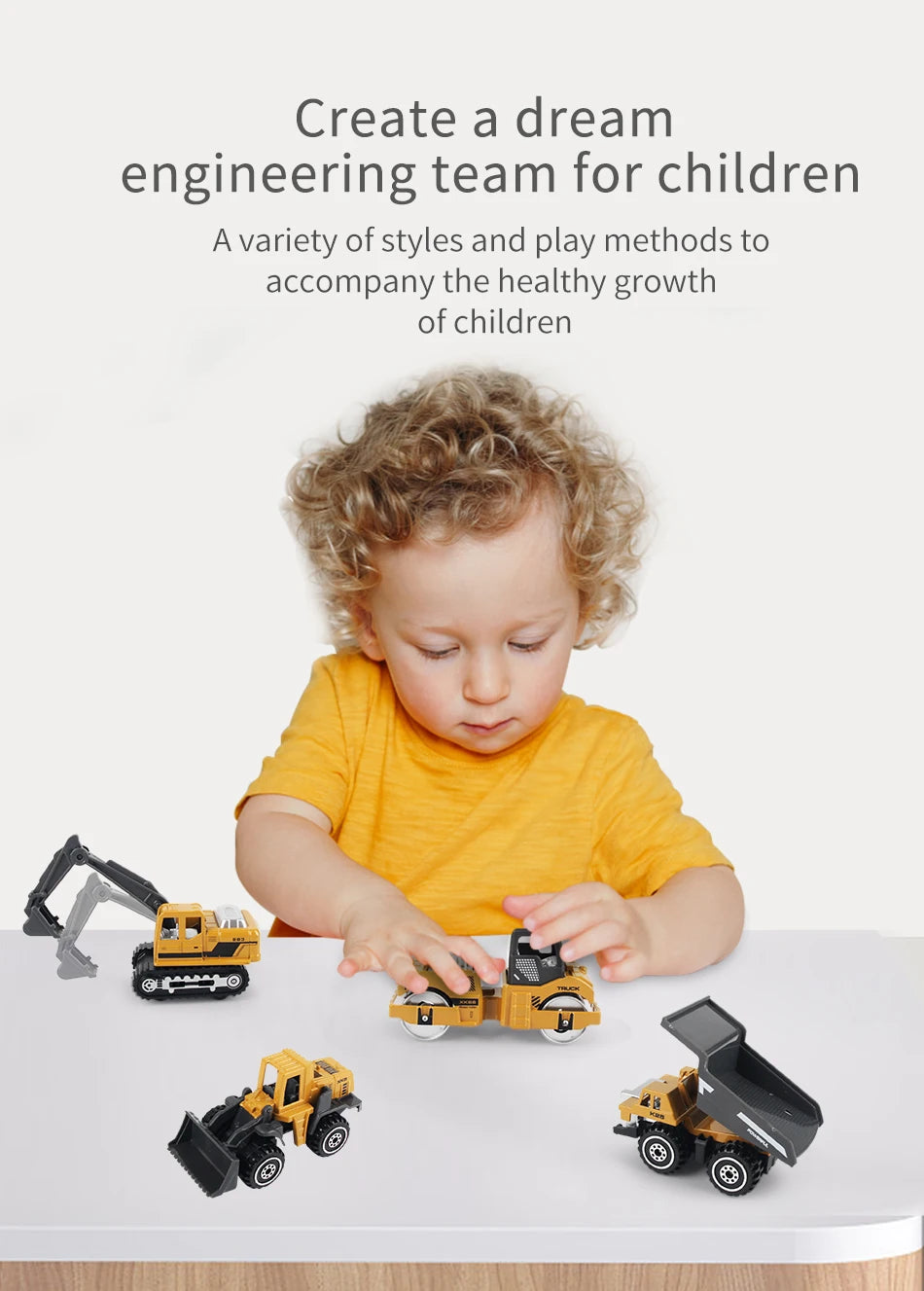 Die-Cast Metal Construction Truck Set - 6 Classic Vehicles
