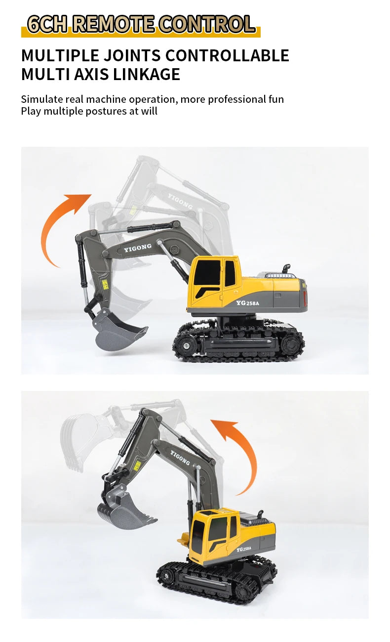 2.4G Remote Control Excavator with Lights and Sound Effects