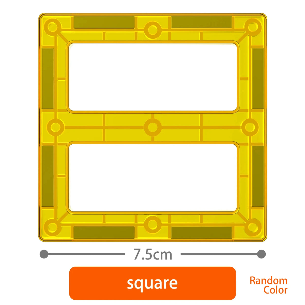 A yellow square magnetic building block set for kids used in STEM learning.