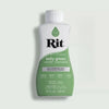Bottle of Rit multi-purpose fabric dye with a white cap and green liquid.