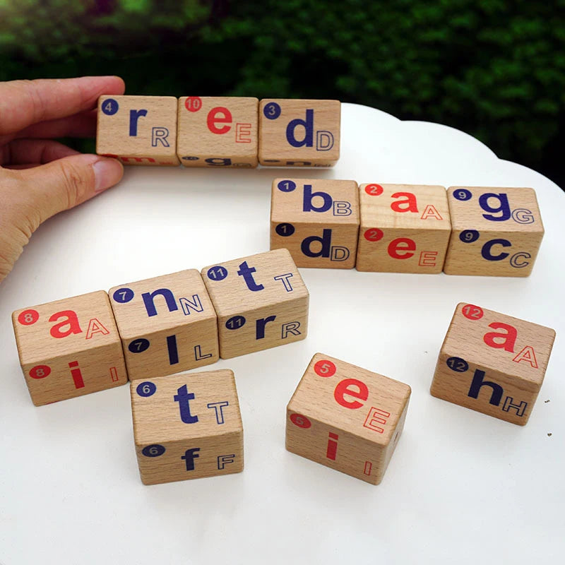 Wooden Magnetic Alphabet Blocks for Phonics and Spelling