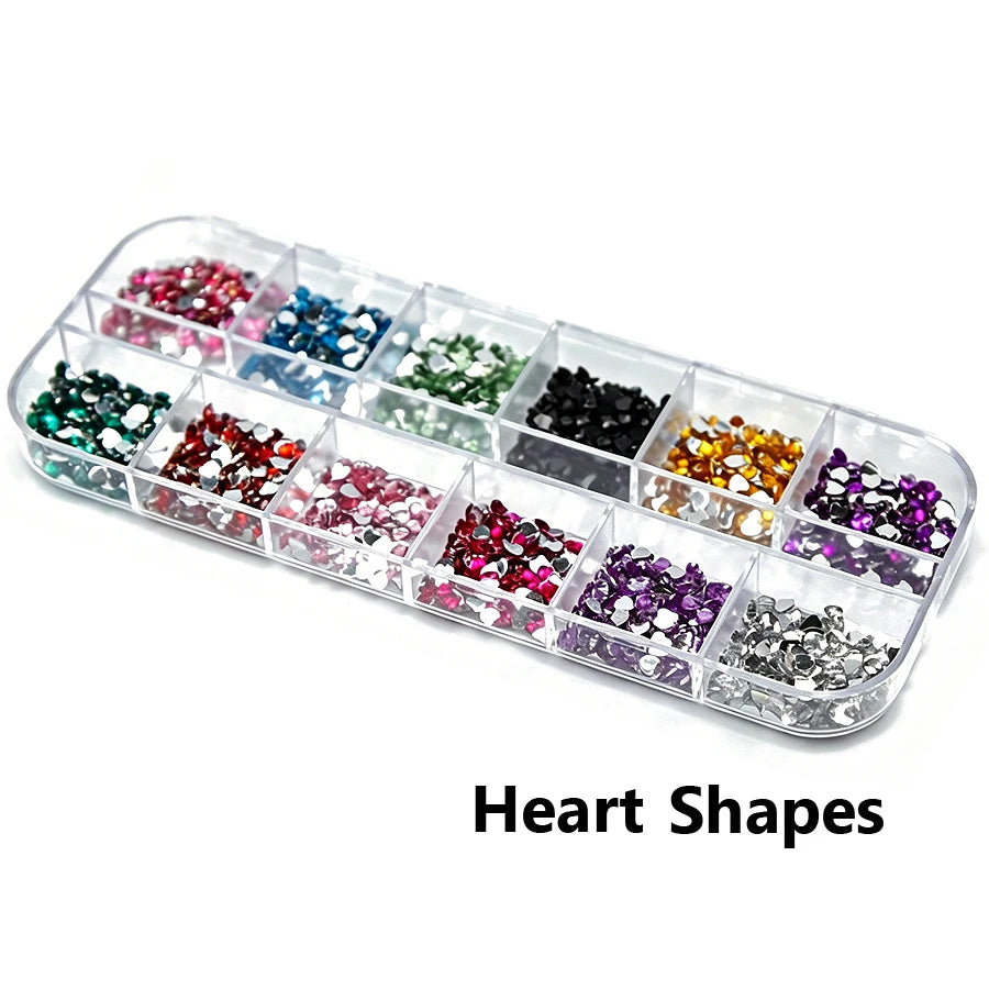 12-Color Glass AB Rhinestone Nail Art Kit