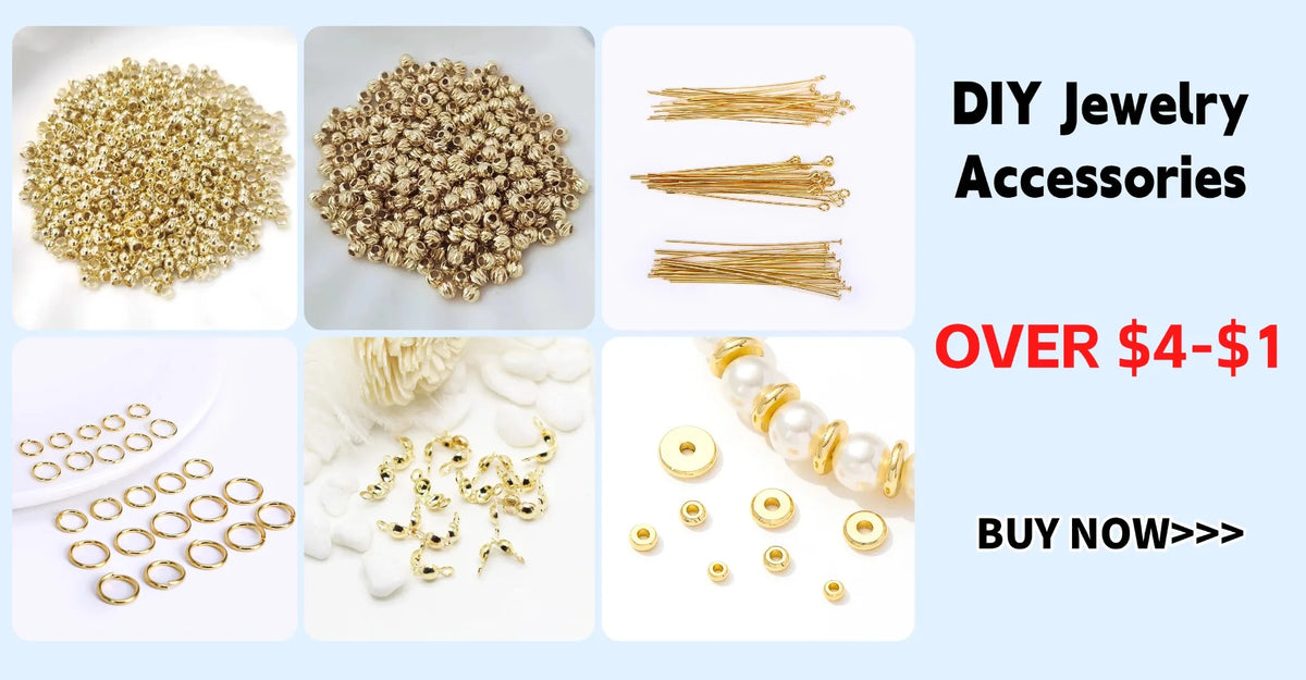 A collection of gold-plated brass round spacer beads and thin wire jewelry accessories for DIY projects.