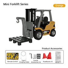 Orange Mini Forklift Series remote control forklift model with accessories
