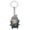 Anime-inspired keychain featuring a character with spiky hair and blue clothing.