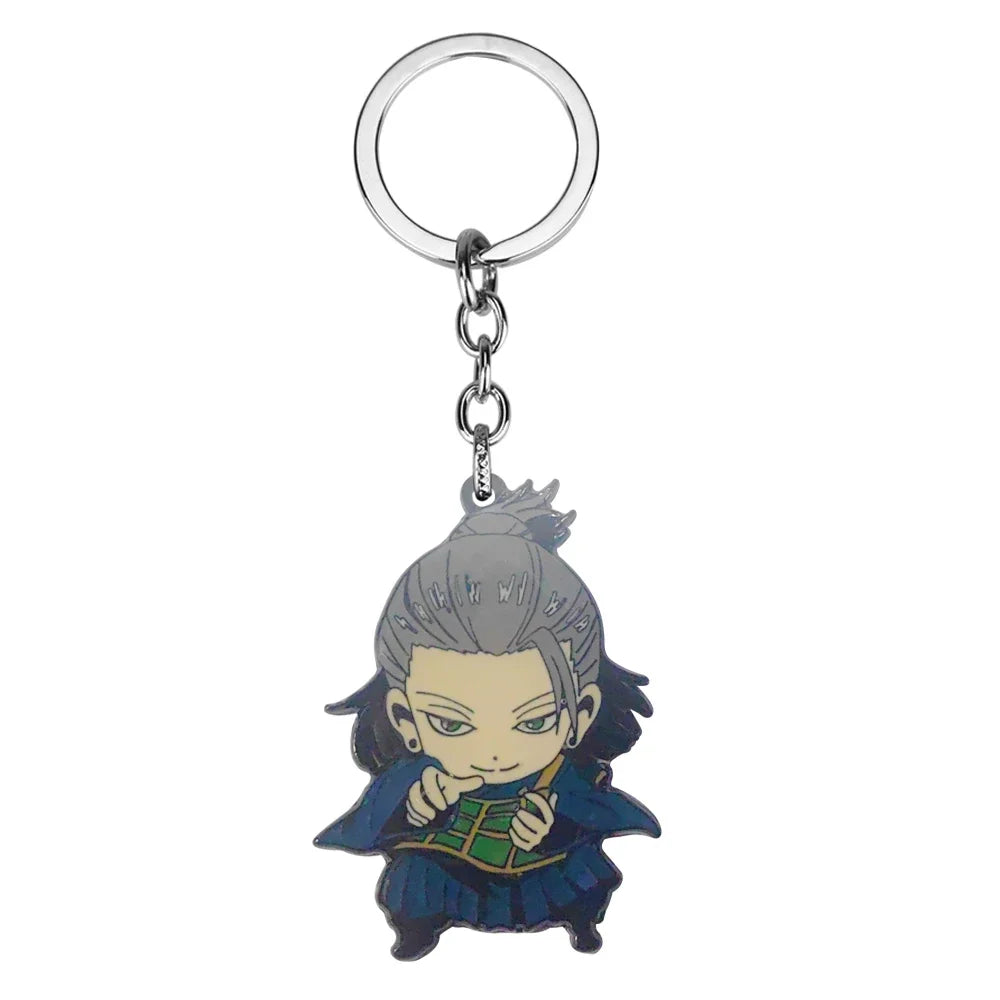 Anime-inspired keychain featuring a character with spiky hair and blue clothing.