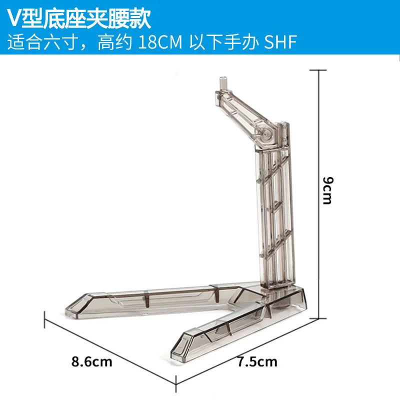 Clear acrylic V-shaped bone stand for action figures and models with adjustable height