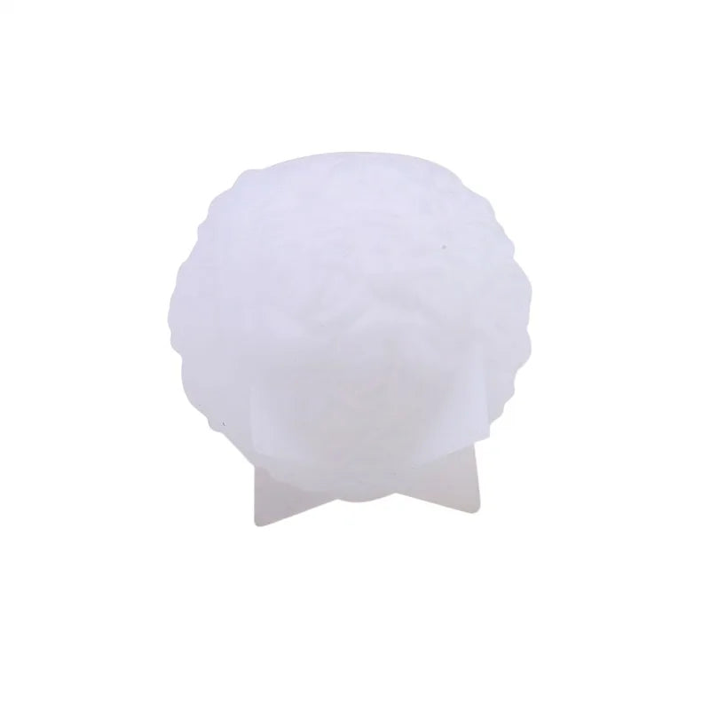 White silicone mold shaped like a rose flower ball for DIY candles
