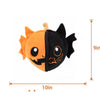 A cute hybrid plush toy featuring an orange pumpkin and black bat design.