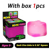 A box of 1 piece of pink squishy cube stress toy for ages 3 plus