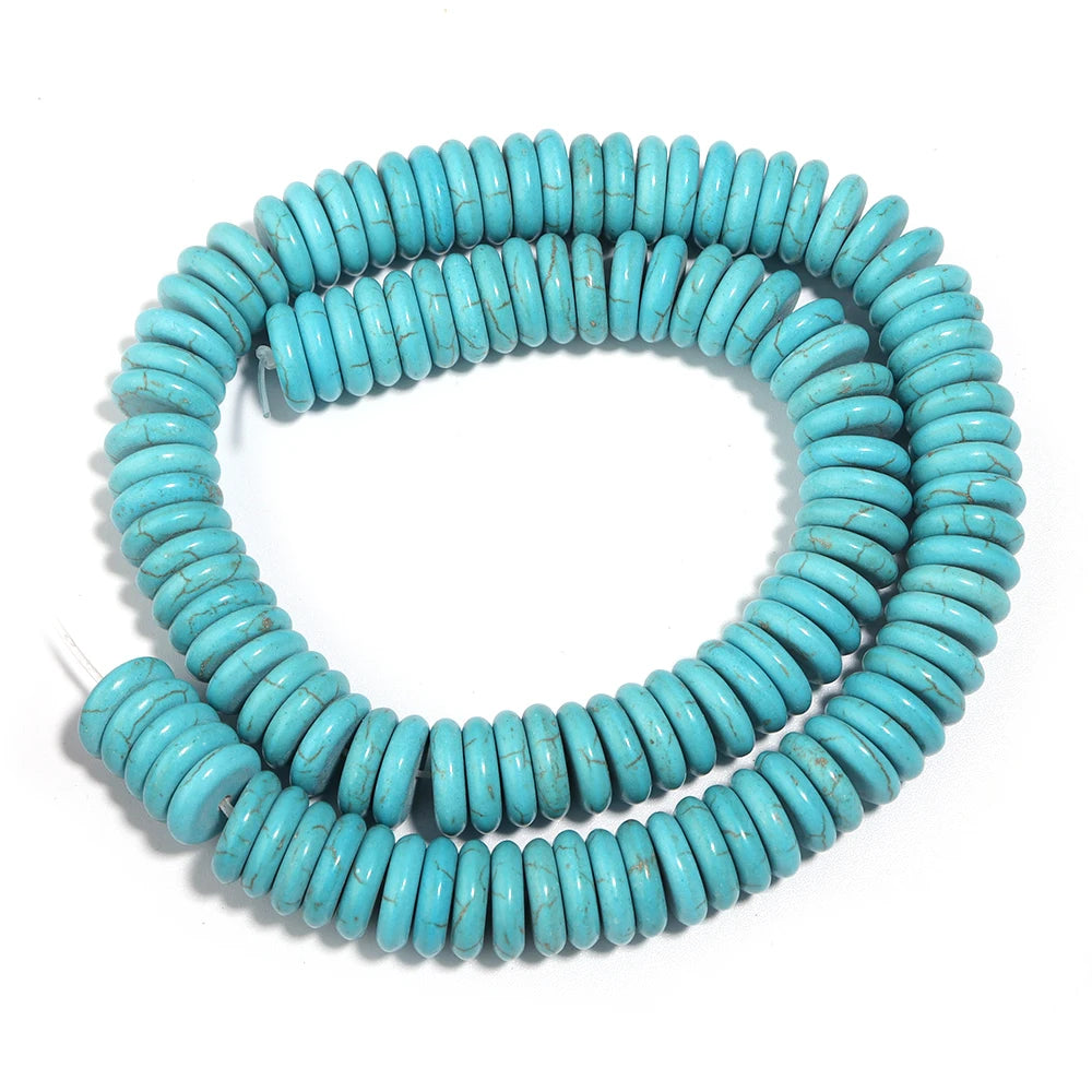 A coil of natural turquoise stone beads used for jewelry making