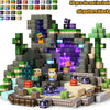 A collection of magnetic building blocks and pattern blocks for constructing a castle set.